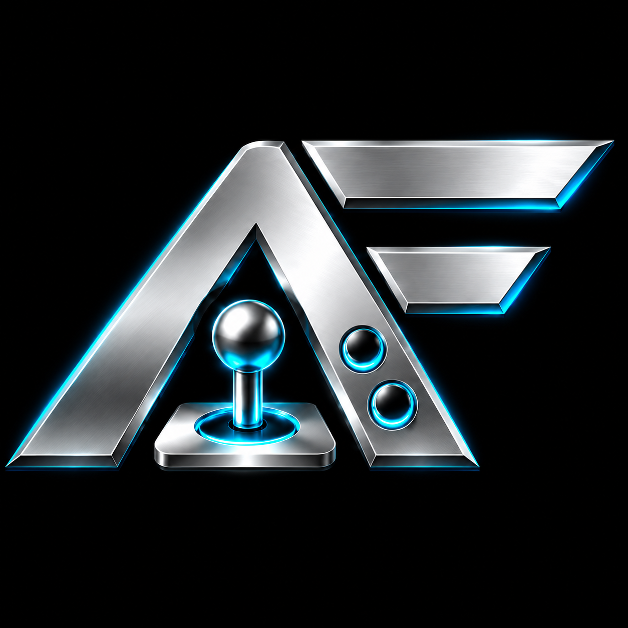 Arcade Flyer platinum AF monogram with cyan arcade joystick